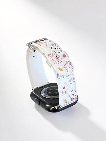 Easter Series White Cute Bunny Silicone Band for Apple Watch