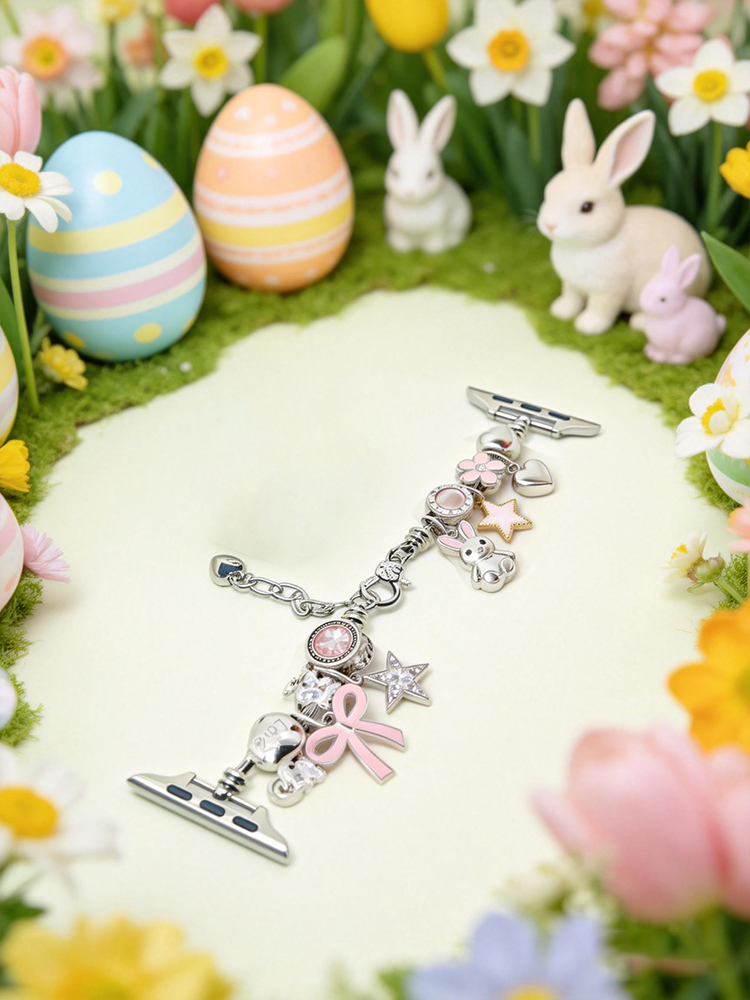 Pink Bow Bunny Crystal Beaded Band for Apple Watch