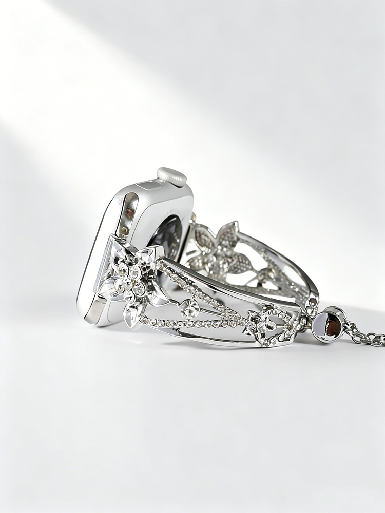 Diamond-Set Five-Petal Flower Metal Band for Apple Watch
