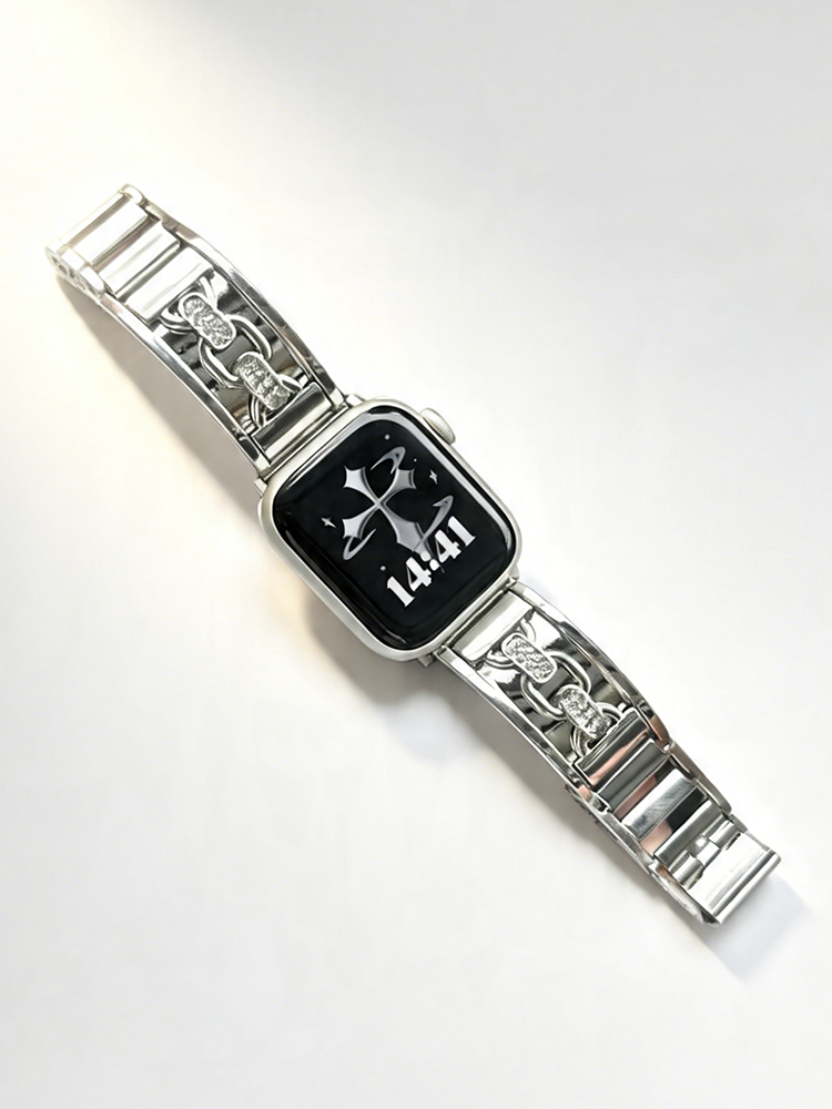Double-Loop Diamond-Set Metal Band for Apple Watch