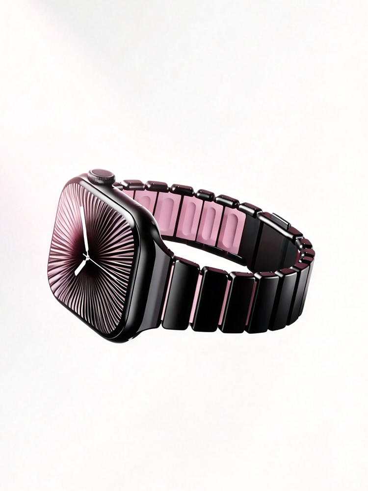 Dual-Layer Stainless Steel and Silicone Watch Band for Apple Watch