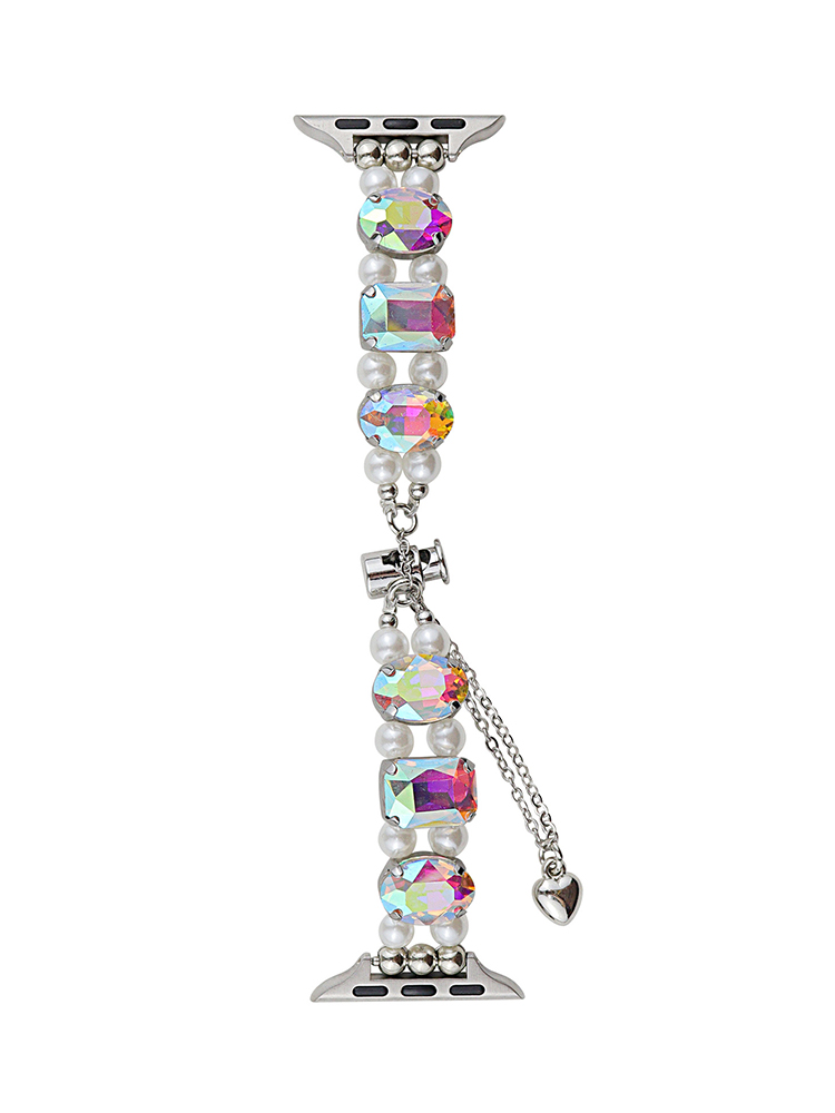 Large Zircon and Pearls Stainless Steel Apple Watch Band - Tatanband