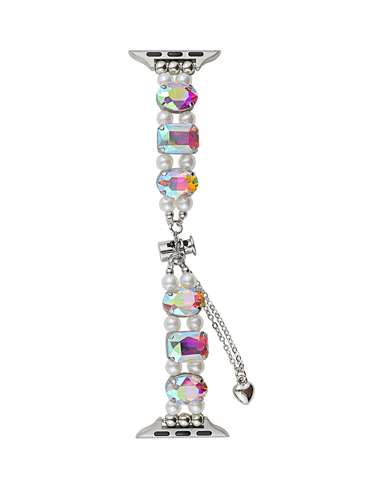 Large Zircon and Pearls Stainless Steel Band