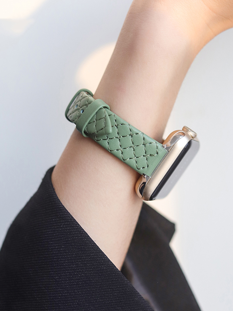 Diamond Plaid Leather Band