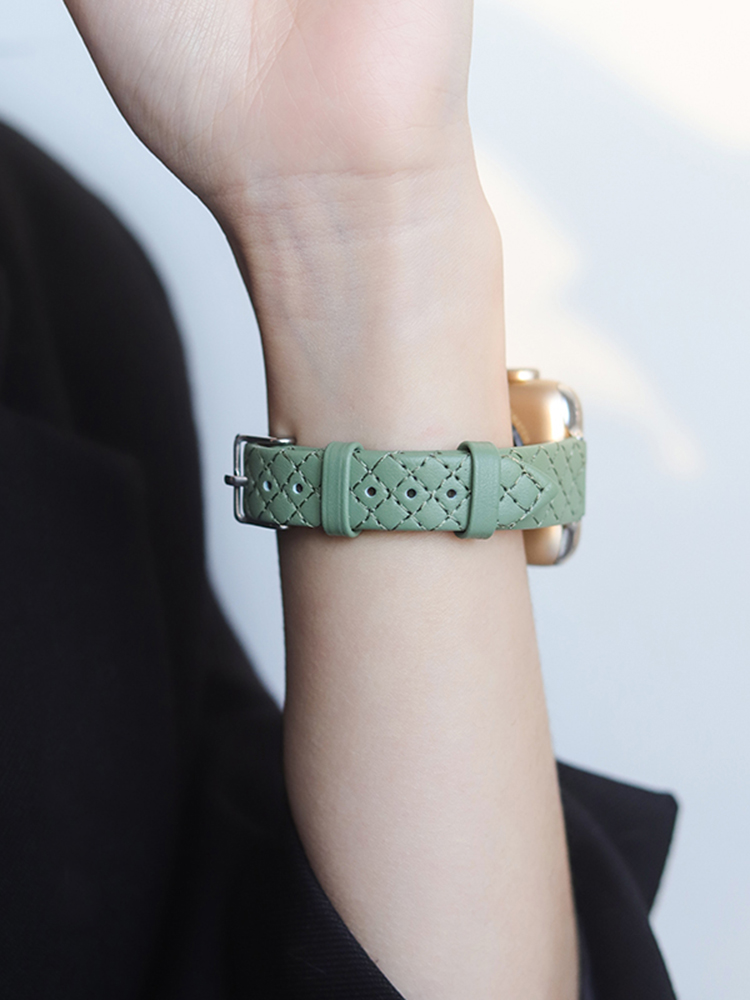 Diamond Plaid Leather Band