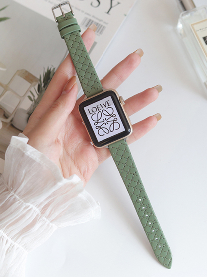 Diamond Plaid Leather Band