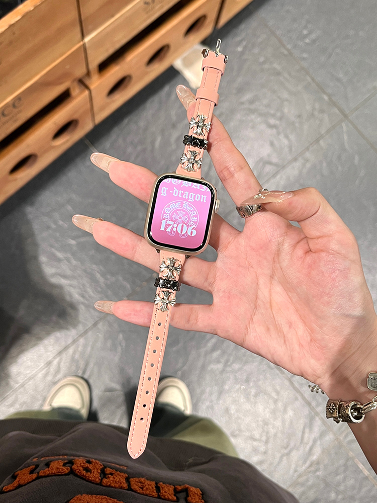 Cross Rivet Slim Leather Band