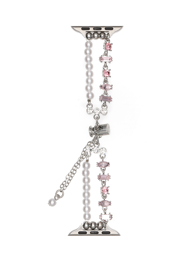 Double Chain Pearls with Mixed Zircon Stainless Steel Apple Watch Band - Tatanband