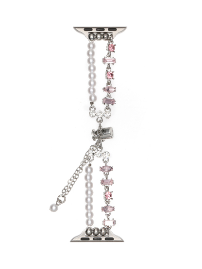 Double Chain Pearls with Mixed Zircon Stainless Steel Band