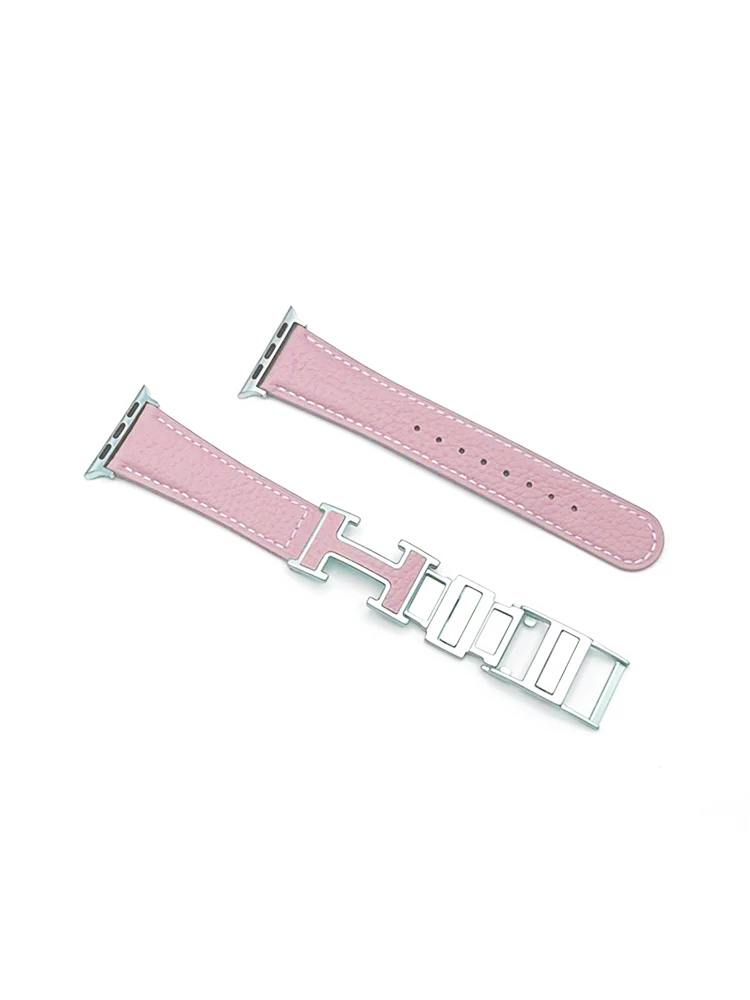 Litchi Pattern H Magnetic Buckle Leather Band