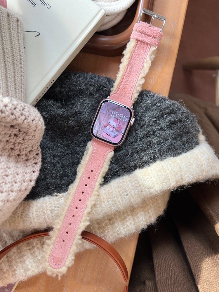 Cashmere-edged Leather Apple Watch Band - Tatanband