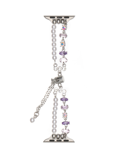 Double Chain Pearls with Mixed Zircon Stainless Steel Band