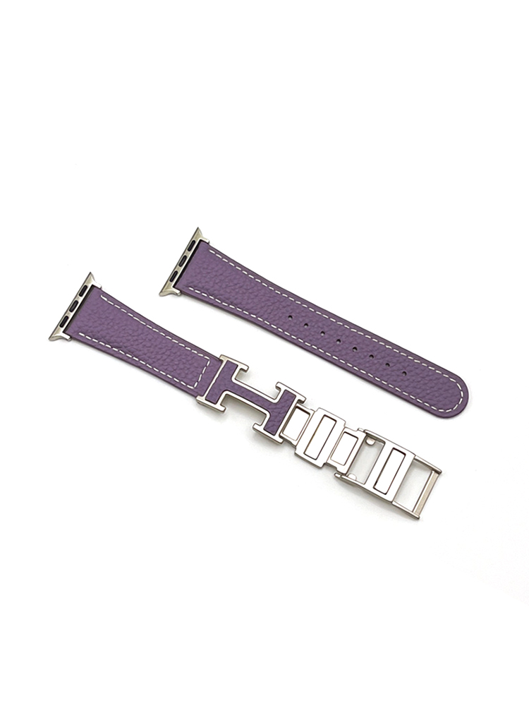 Litchi Pattern H Magnetic Buckle Leather Band