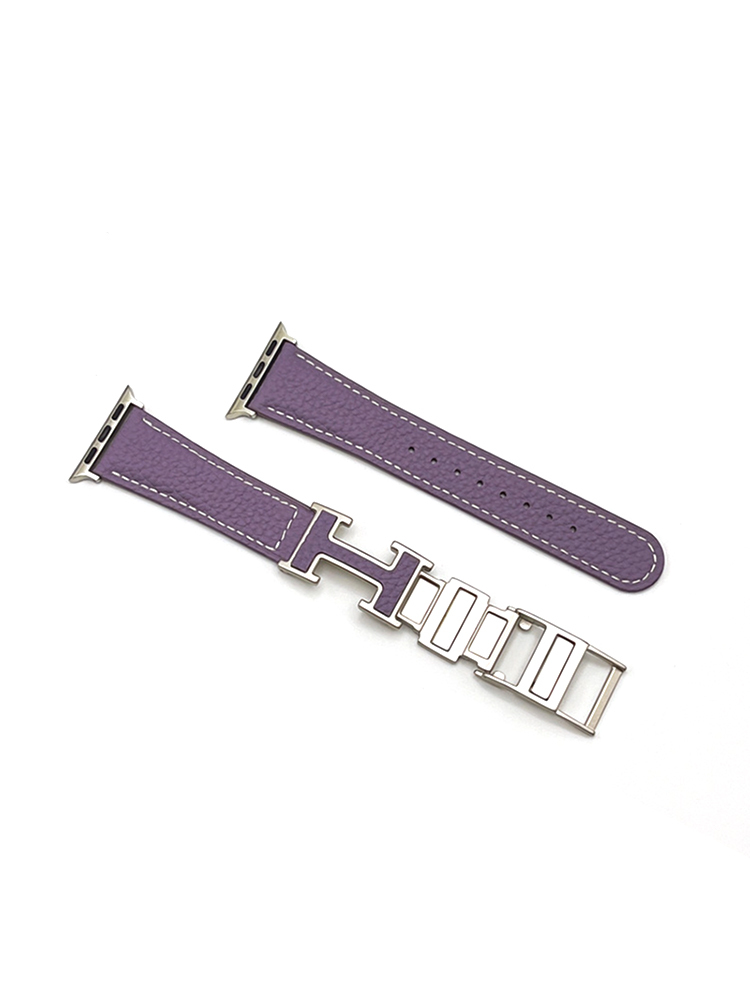 Litchi Pattern H Magnetic Buckle Leather Band