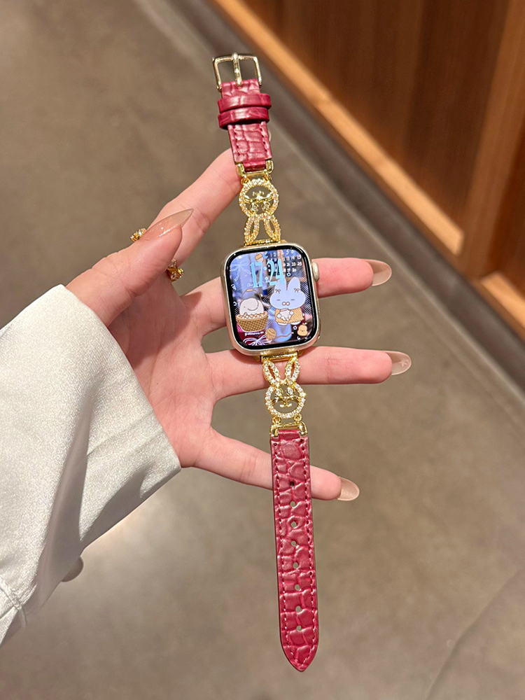 Easter Series Diamond Bunny Leather Band for Apple Watch