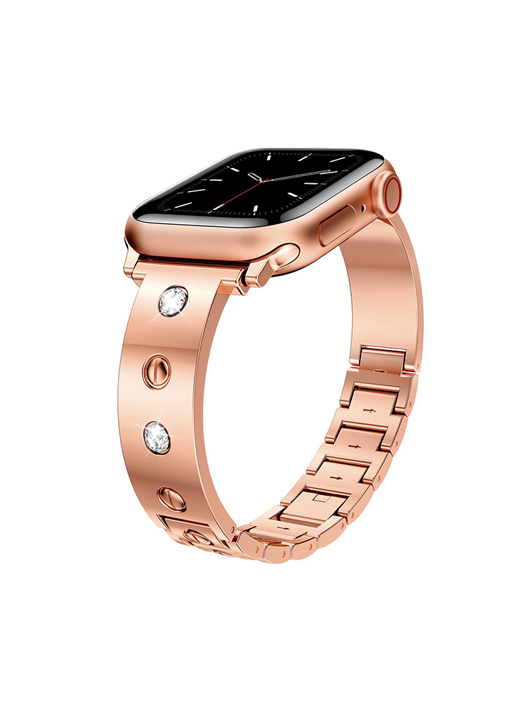 Screw with Rhinestones Bracelet Stainless Steel Band