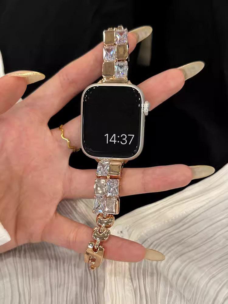 Ice Cube Zircon with Metal Stainless Steel Band-Tatan Band