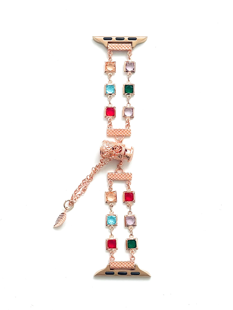 Colorful Square Zircon Stainless Steel Band