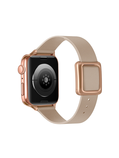 Magnetic Square Buckle Slim Leather Band