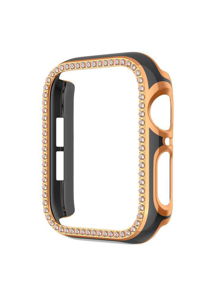 Single Row Rhinestone Electroplating Trim PVC Apple Watch Protective Case - Tatanband
