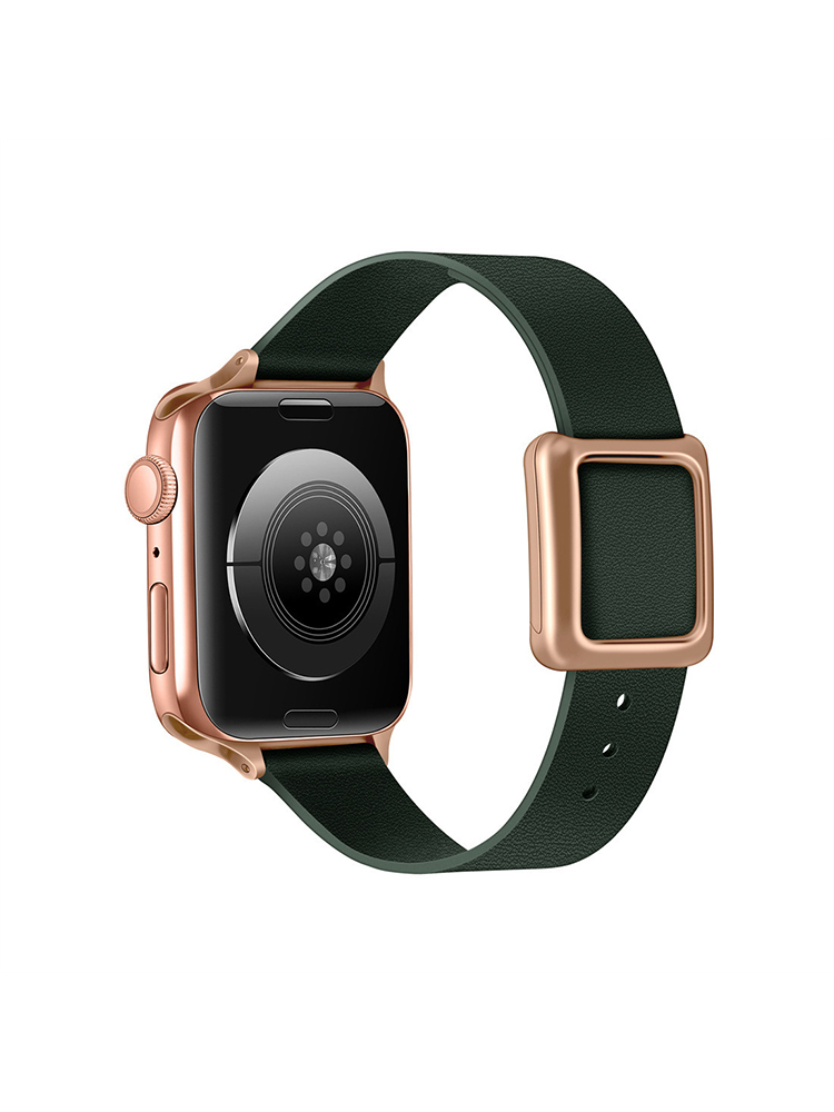 Magnetic Square Buckle Slim Leather Band