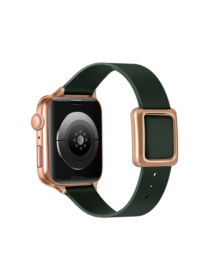 Magnetic Square Buckle Slim Leather Band