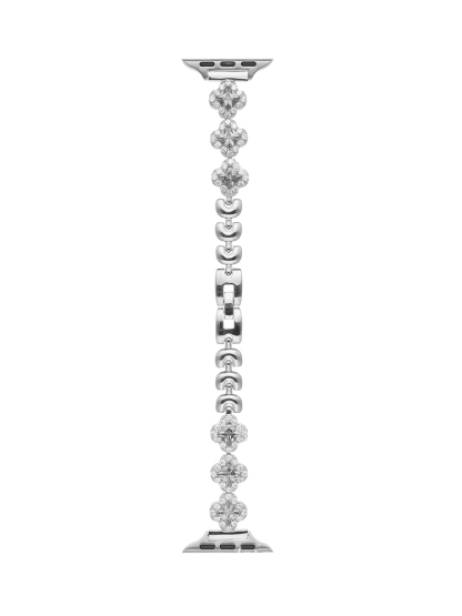 Full Diamond Zircon Four Leaf Clover Stainless Steel Band