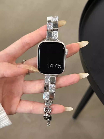 Ice Cube Zircon with Metal Stainless Steel Band-Tatan Band