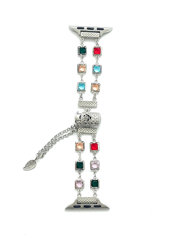 Colorful Square Zircon Stainless Steel Band