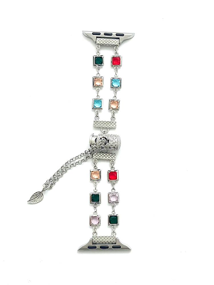 Colorful Square Zircon Stainless Steel Band