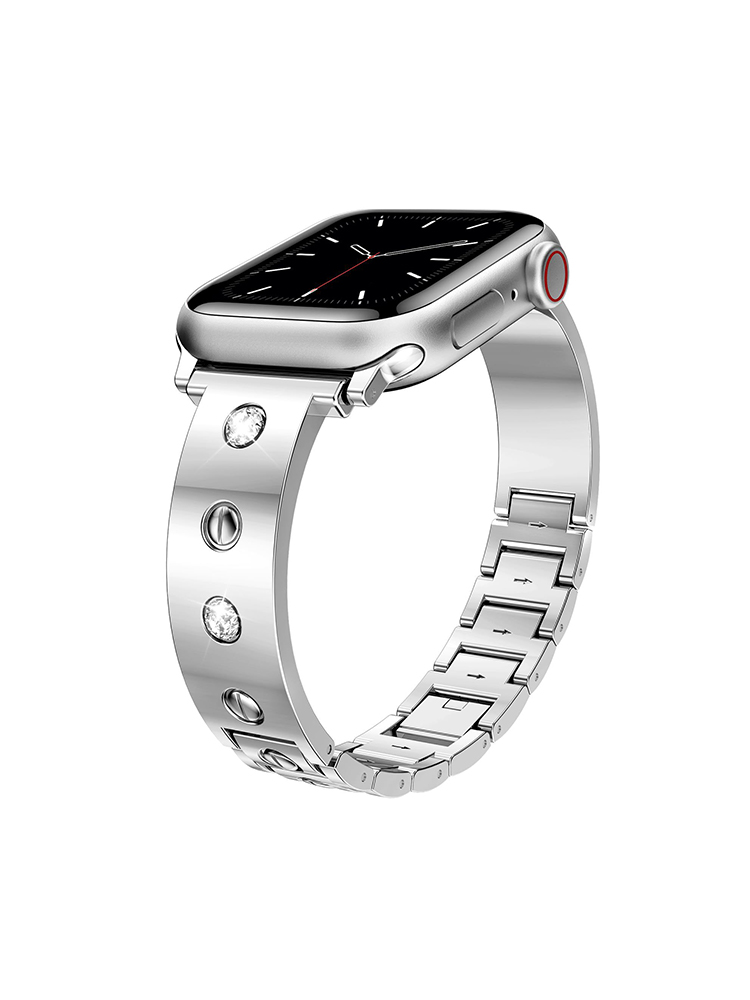 Screw with Rhinestones Bracelet Stainless Steel Band
