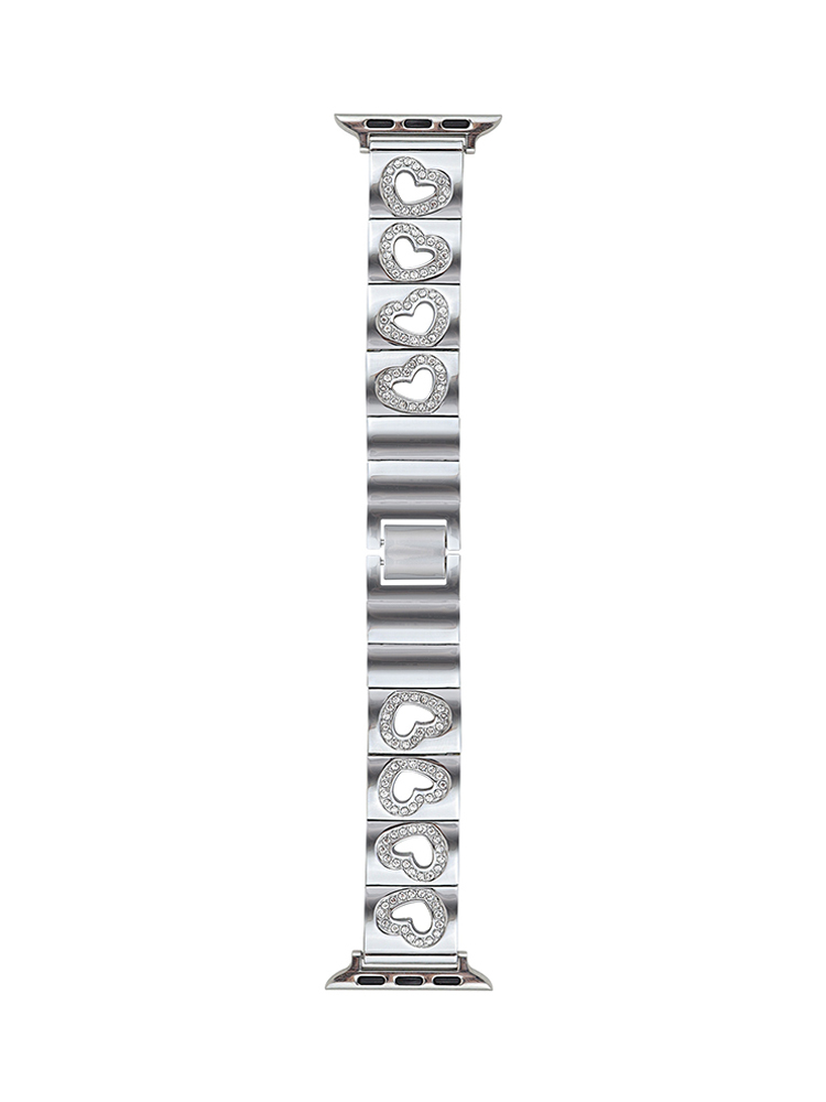 Heart with Diamond Hollow Stainless Steel Apple Watch Band - Tatanband