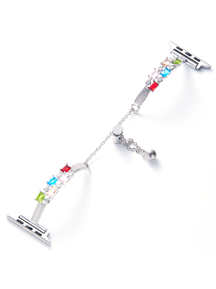 Tricolor Zircon Bracelet Stainless Steel Apple Watch Band - Tatanband