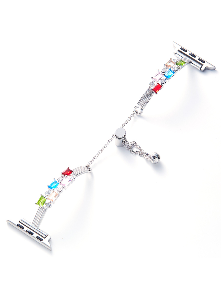 Tricolor Zircon Bracelet Stainless Steel Band