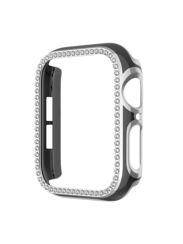 Single Row Rhinestone Electroplating Trim PVC Apple Watch Protective Case - Tatanband