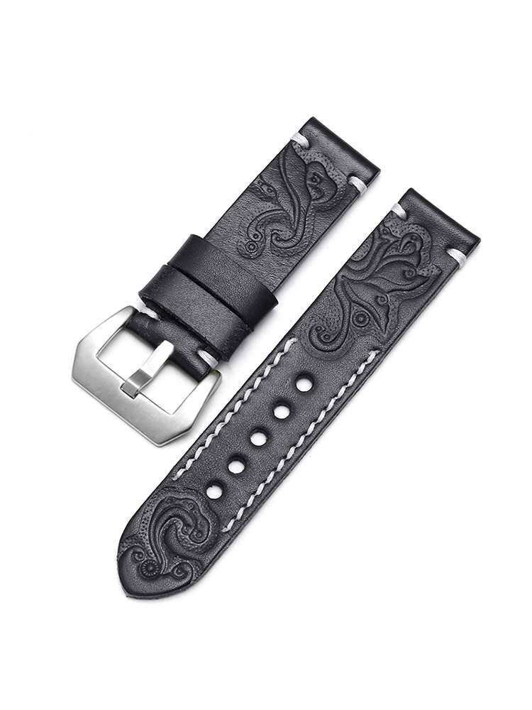 Vintage Engraved Leather Apple Watch Band - Tatanband