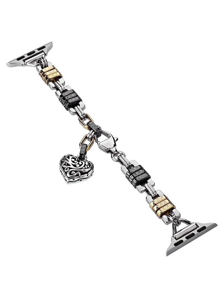 Retro Heart Shape Pendant Chain Stainless Steel Band