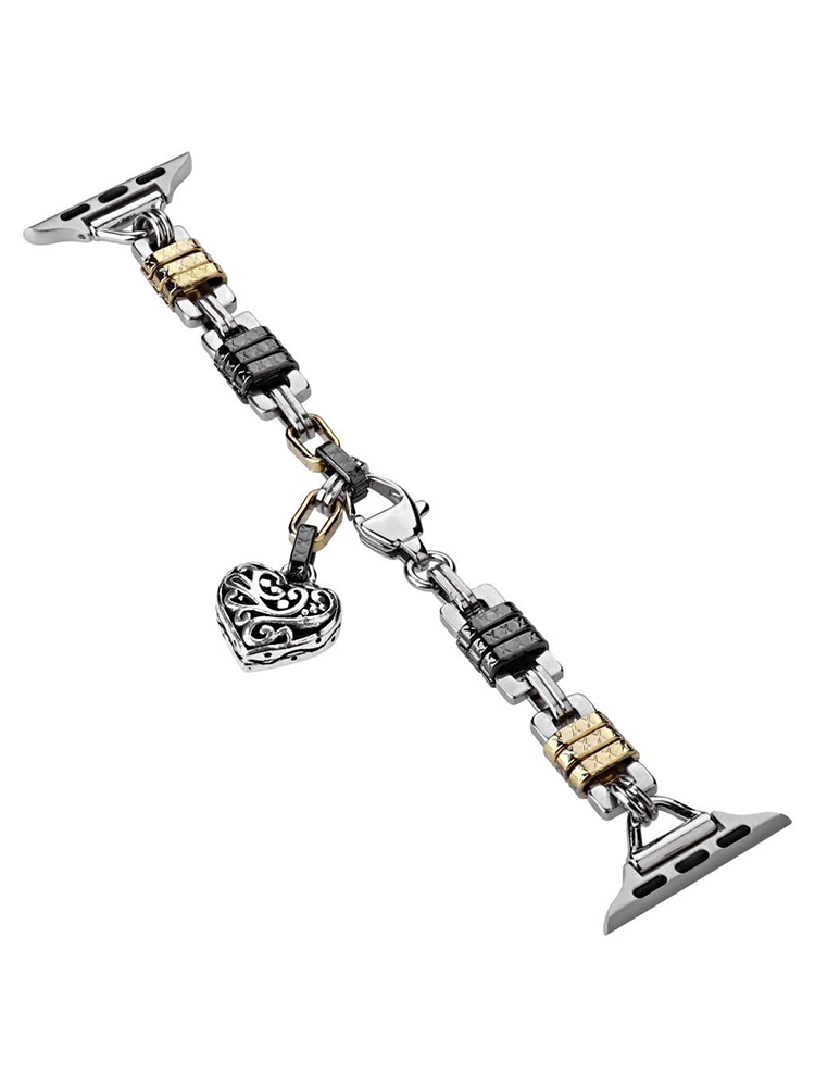 Retro Heart Shape Pendant Chain Stainless Steel Band