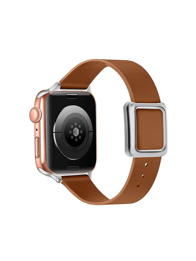 Magnetic Square Buckle Slim Leather Band