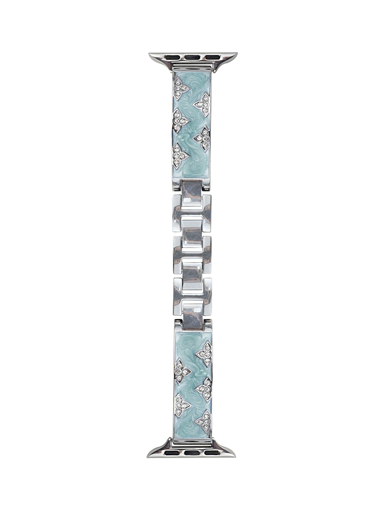 Diamond Clover Quicksand Effect Stainless Steel Apple Watch Band - Tatanband