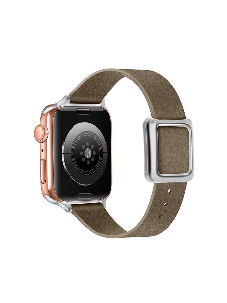 Magnetic Square Buckle Slim Leather Band