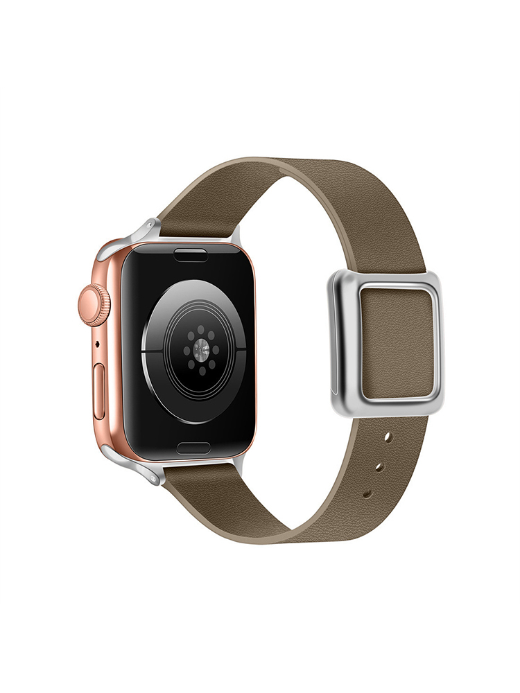 Magnetic Square Buckle Slim Leather Band