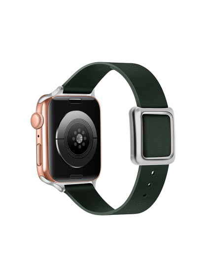 Magnetic Square Buckle Slim Leather Band