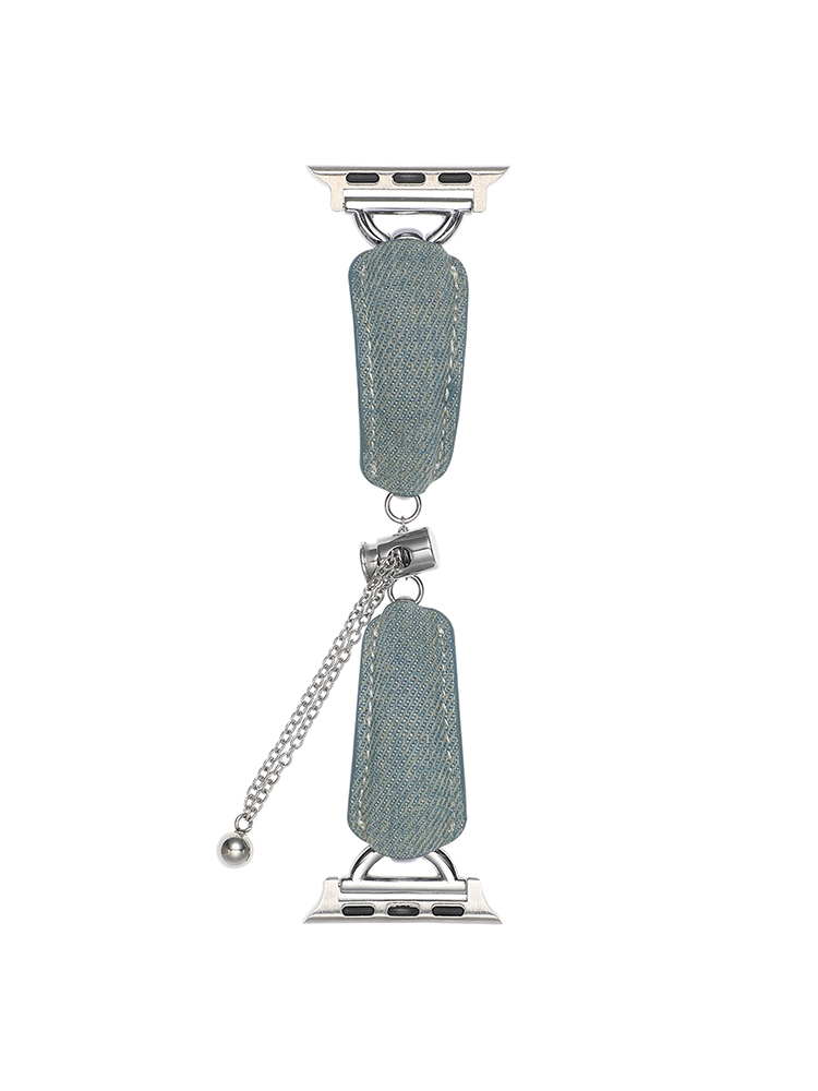 D-shaped Buckle Bracelet Denim Leather Band