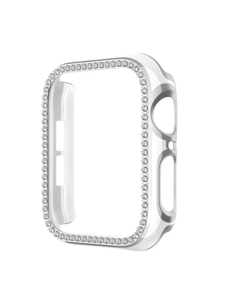 Single Row Rhinestone Electroplating Trim PVC Apple Watch Protective Case - Tatanband