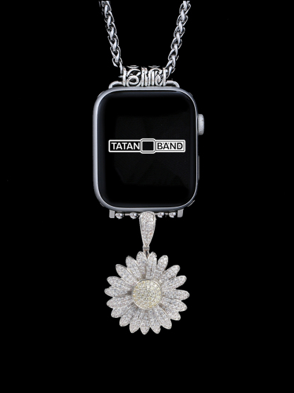 Sunflower Full of Diamonds Pendant Titanium Steel Necklace