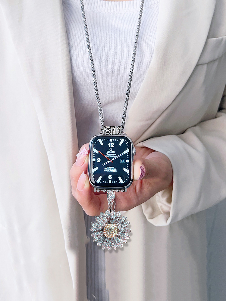 Sunflower Full of Diamonds Pendant Titanium Steel Necklace