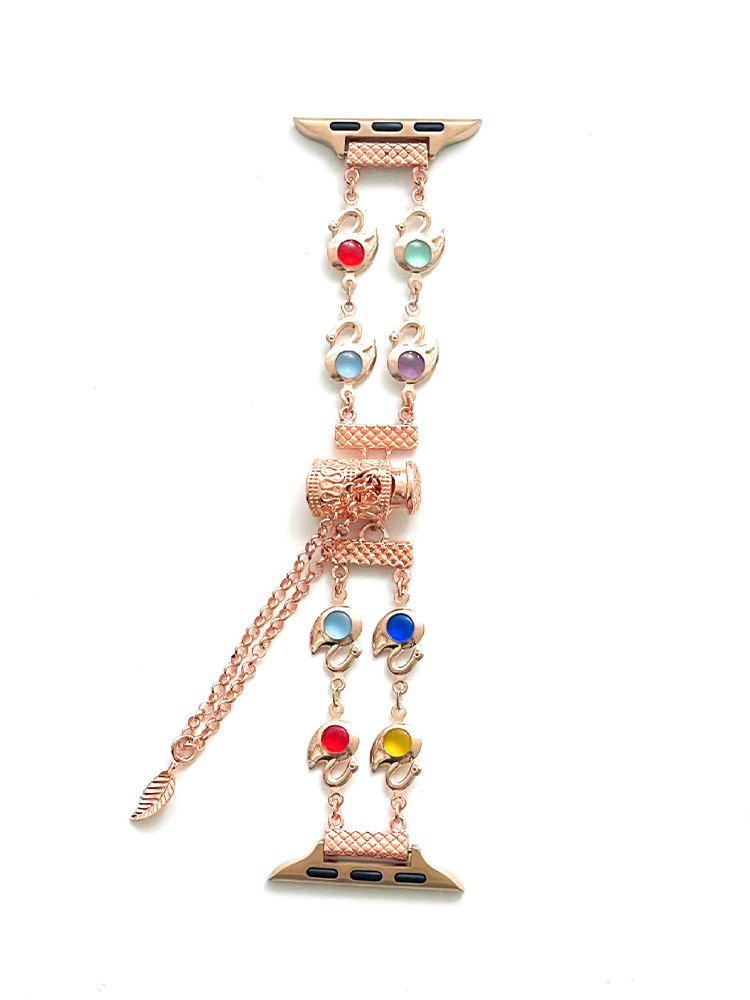 Colorful Square Zircon Stainless Steel Apple Watch Band - Tatanband