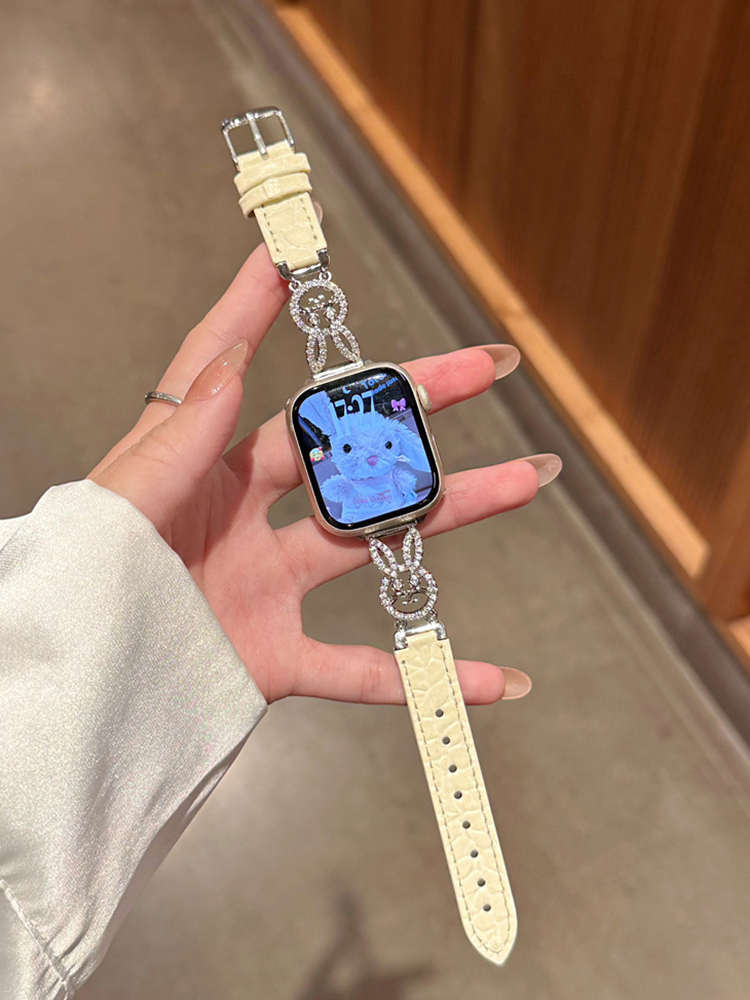 Easter Series Diamond Bunny Leather Band for Apple Watch