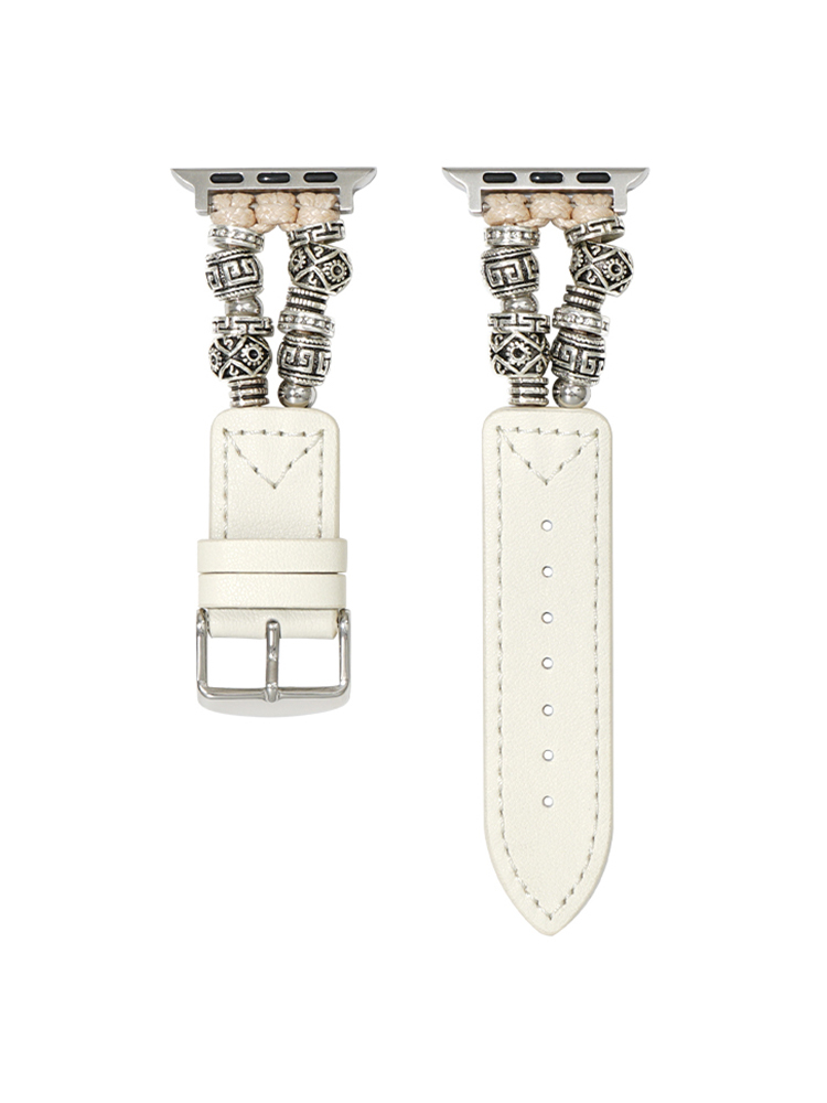 Ethnic beaded leather strap